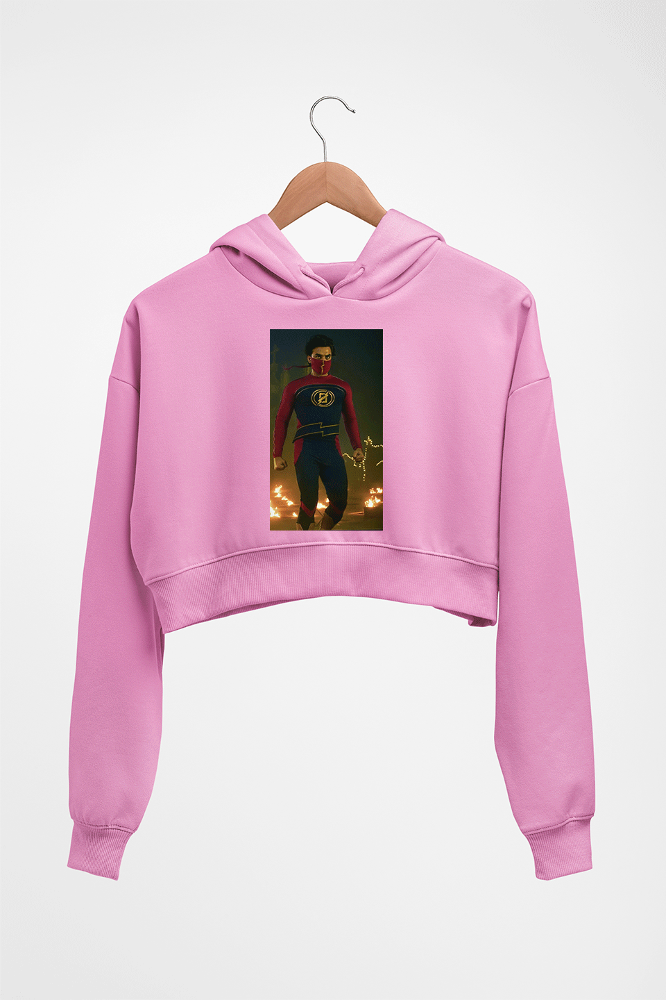 Minnal Murali Crop HOODIE FOR WOMEN-Light Baby Pink-Ektarfa.online