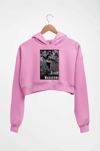 Diego Maradona Crop HOODIE FOR WOMEN-Light Baby Pink-Ektarfa.online
