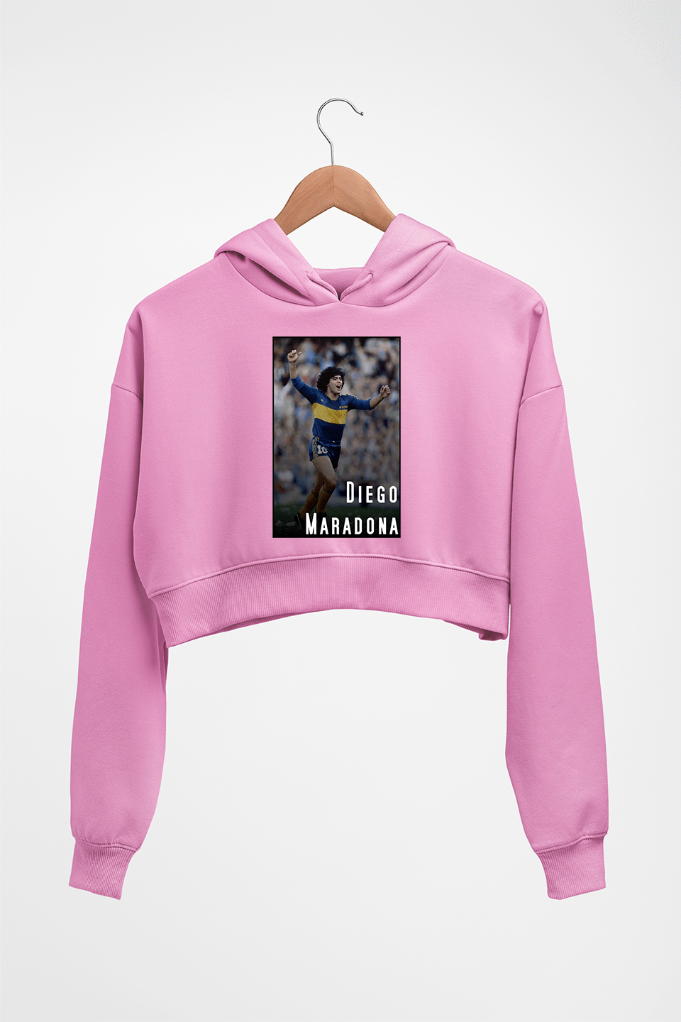 Diego Maradona Crop HOODIE FOR WOMEN-Light Baby Pink-Ektarfa.online