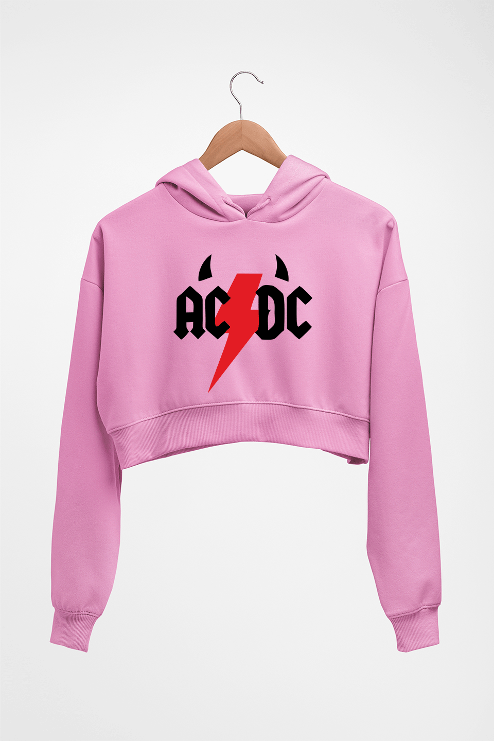 ACDC Crop HOODIE FOR WOMEN-Light Baby Pink-Ektarfa.online