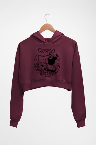 Popeye Crop HOODIE FOR WOMEN-Maroon-Ektarfa.online