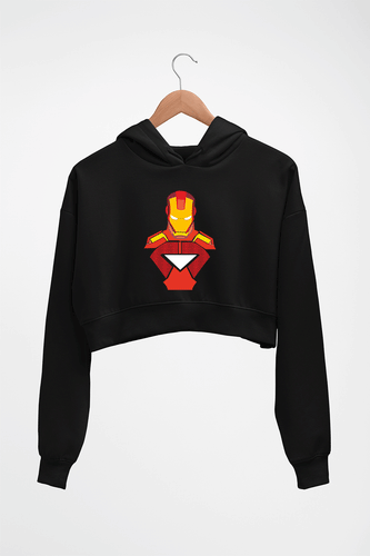 Iron Man Crop HOODIE FOR WOMEN-Black-Ektarfa.online