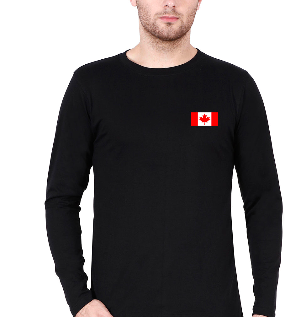 Canada Flag T Full Sleeves T-Shirt for Men-Black-Ektarfa.online