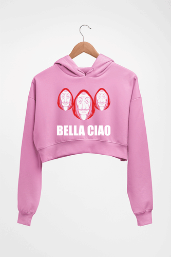 Money Heist Bella Ciao Crop HOODIE FOR WOMEN-Light Baby Pink-Ektarfa.online