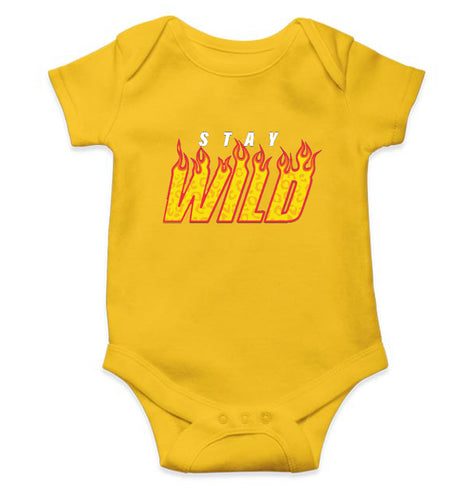 Stay Wild Kids Romper Kids Romper For Baby Boy/Girl-0-5 Months(18 Inches)-Yellow-Ektarfa.online