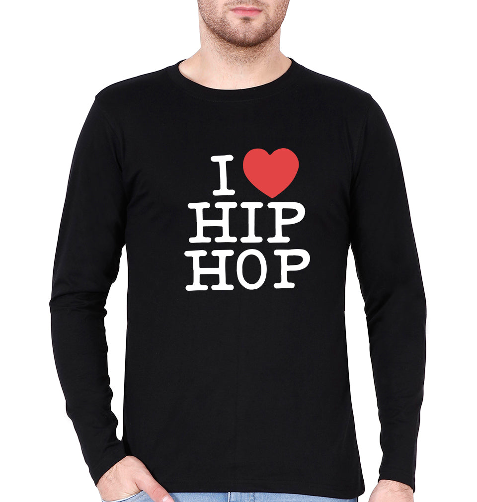 I Love Hip Hop Full Sleeves T-Shirt for Men-Black-Ektarfa.online