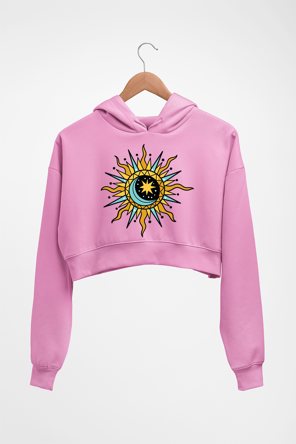 Psychedelic Chakra Crop HOODIE FOR WOMEN-Light Baby Pink-Ektarfa.online