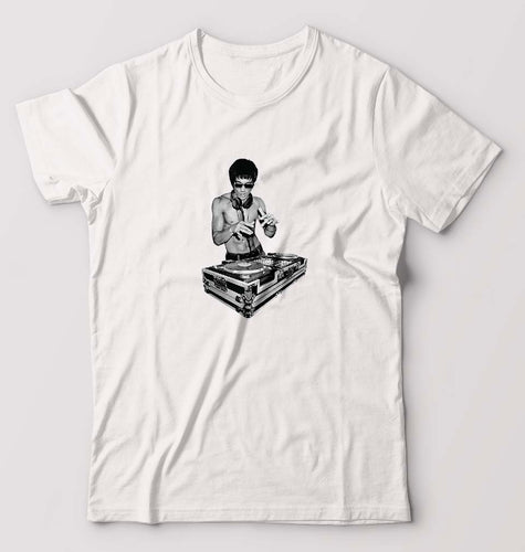 DJ Bruce Lee T-Shirt for Men-S(38 Inches)-White-Ektarfa.online