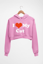 Load image into Gallery viewer, I Love My Cat Crop HOODIE FOR WOMEN-Light Baby Pink-Ektarfa.online

