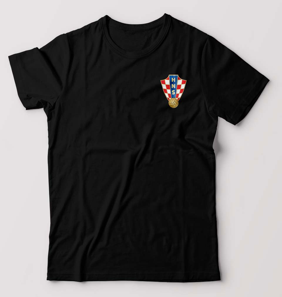 Croatia Football T-Shirt for Men-S(38 Inches)-Black-Ektarfa.online