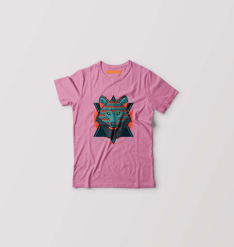 Fox Wolf Kids T-Shirt for Boy/Girl-Pink-Ektarfa.online