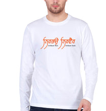 Load image into Gallery viewer, Nirbhau Nirvair Full Sleeves T-Shirt for Men-S(38 Inches)-White-Ektarfa.online
