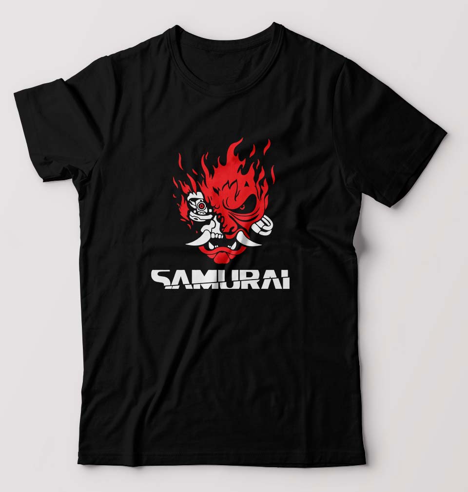 Cyberpunk Samurai T-Shirt for Men-S(38 Inches)-Black-Ektarfa.online