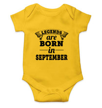 Load image into Gallery viewer, Legends are born in september Kids Romper For Baby Boy/Girl-0-5 Months(18 Inches)-Yellow-Ektarfa.online
