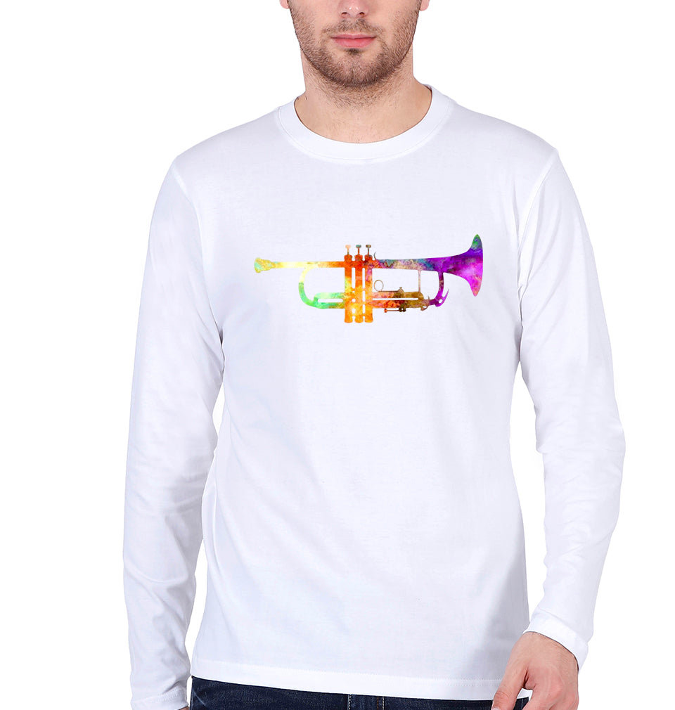 Trumpet Full Sleeves T-Shirt for Men-White-Ektarfa.online
