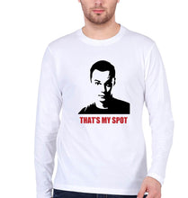 Load image into Gallery viewer, Sheldon Cooper That&#39;s My Spot Full Sleeves T-Shirt for Men-S(38 Inches)-White-Ektarfa.online
