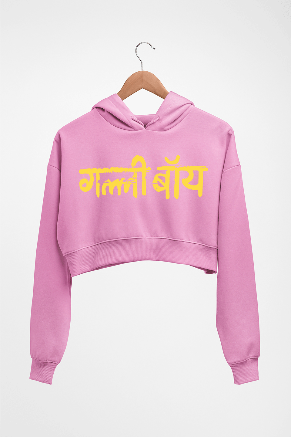 Gully Boy Crop HOODIE FOR WOMEN-Light Baby Pink-Ektarfa.online