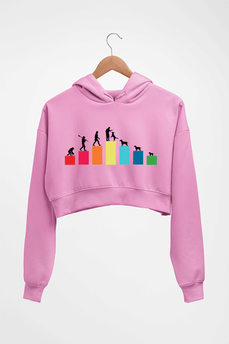 Dog Evolution Crop HOODIE FOR WOMEN-Light Baby Pink-Ektarfa.online
