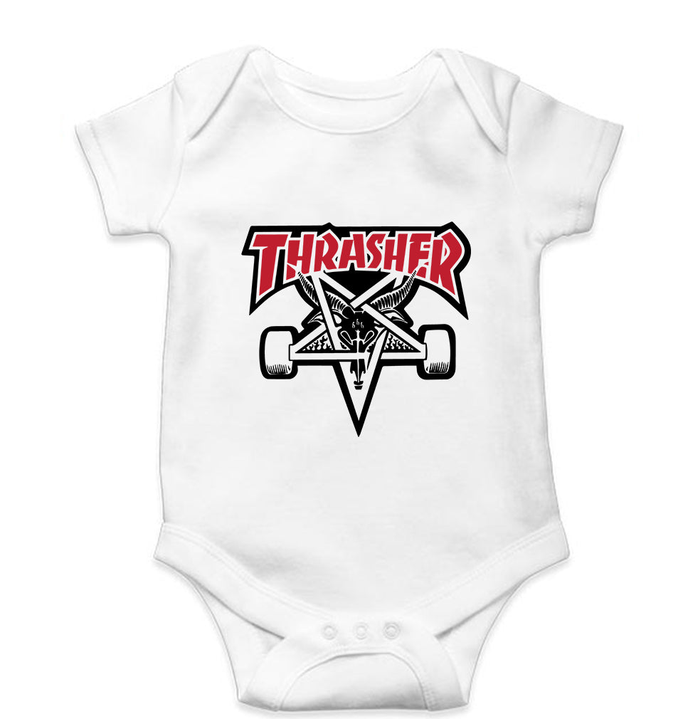 Thrasher Kids Romper For Baby Boy/Girl-0-5 Months(18 Inches)-White-Ektarfa.online