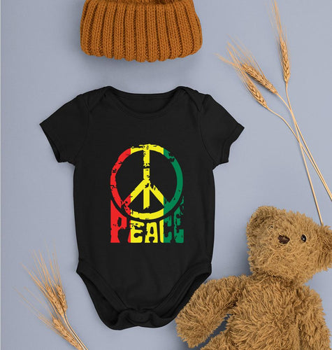 Bob Marley Peace Kids Romper For Baby Boy/Girl-0-5 Months(18 Inches)-Black-Ektarfa.online