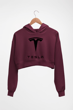 Load image into Gallery viewer, Tesla Crop HOODIE FOR WOMEN-Maroon-Ektarfa.online

