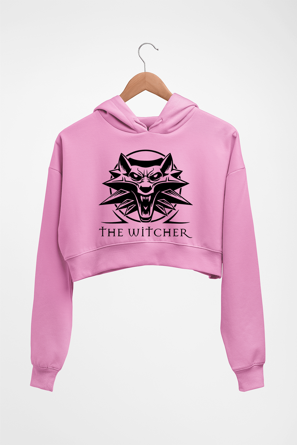 The Witcher Crop HOODIE FOR WOMEN-Light Baby Pink-Ektarfa.online