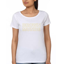 Load image into Gallery viewer, BROWN MUNDE T-Shirt for Women-XS(32 Inches)-White-Ektarfa.online
