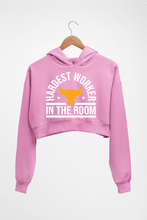Load image into Gallery viewer, Hardest Worker In the Room Gym Crop HOODIE FOR WOMEN
