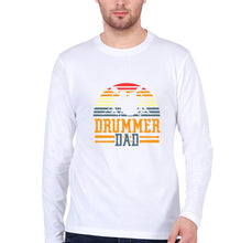 Load image into Gallery viewer, Drummer Dad Full Sleeves T-Shirt for Men-White-Ektarfa.online
