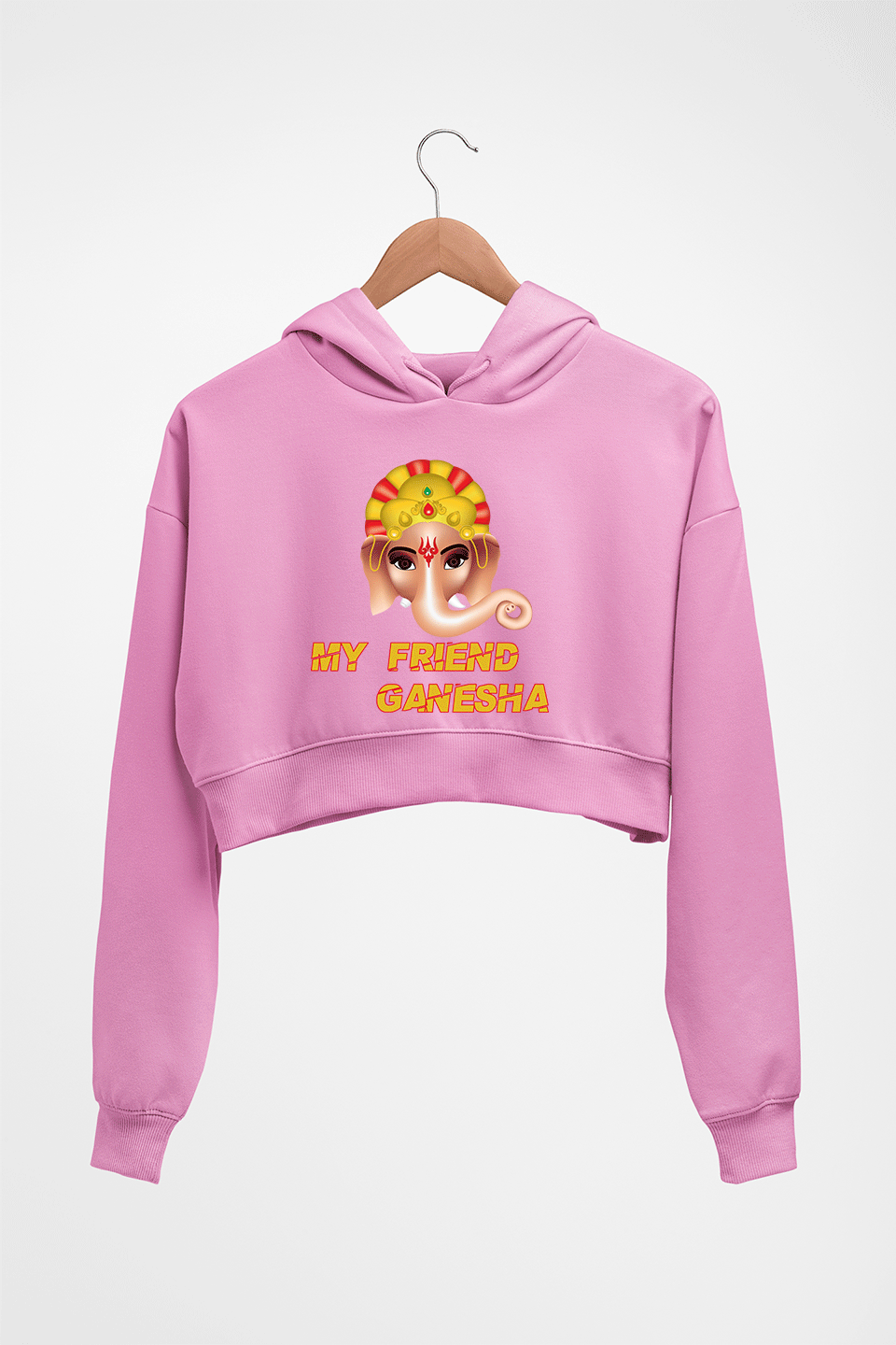 Ganpati JI(Ganesh) Crop HOODIE FOR WOMEN-Light Baby Pink-Ektarfa.online