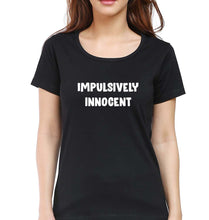 Load image into Gallery viewer, Impulsively Innocent T-Shirt for Women-Black-Ektarfa.online
