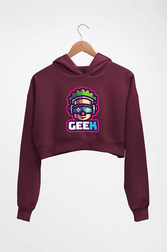 Geek Crop HOODIE FOR WOMEN-Maroon-Ektarfa.online