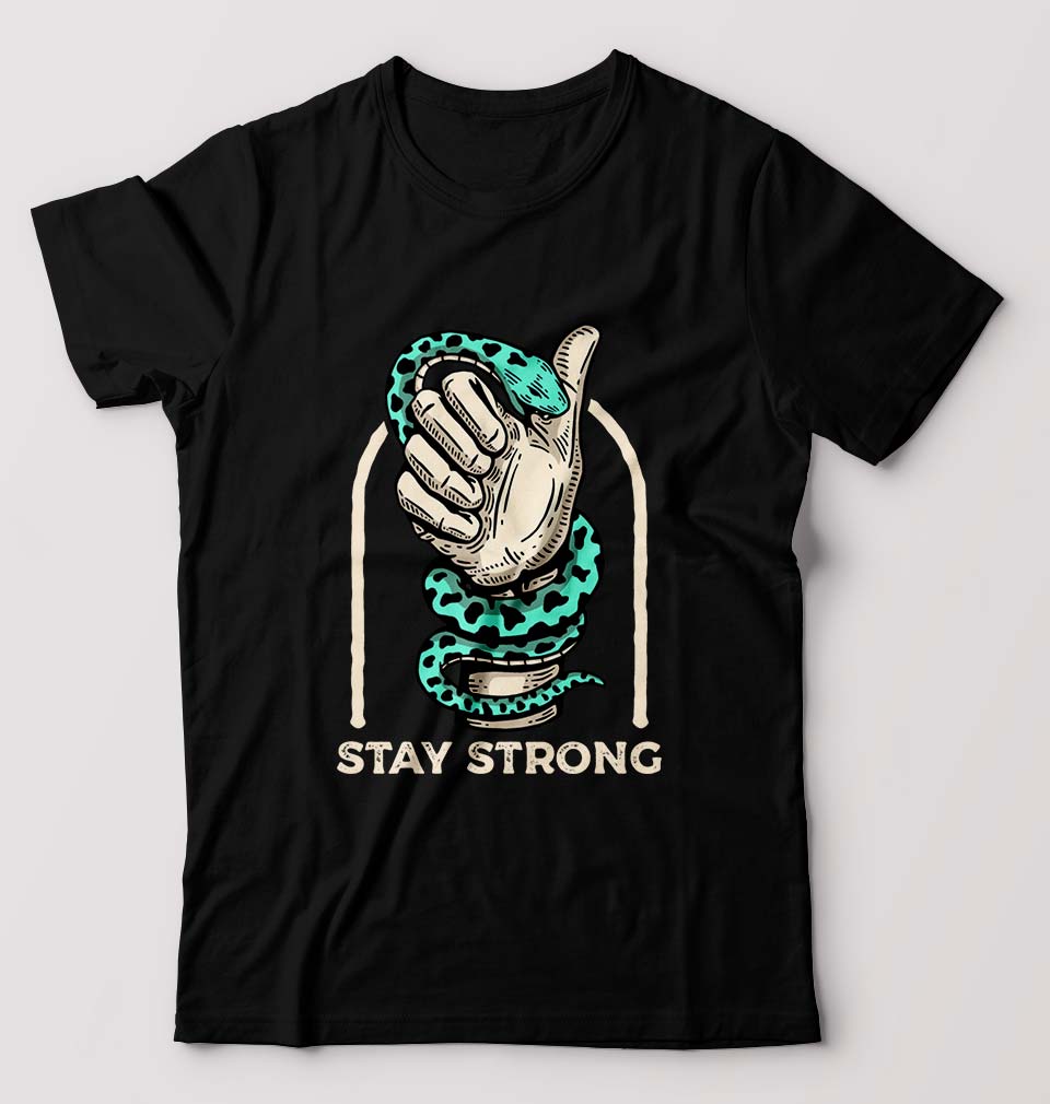Stay Strong T-Shirt for Men-S(38 Inches)-Black-Ektarfa.online