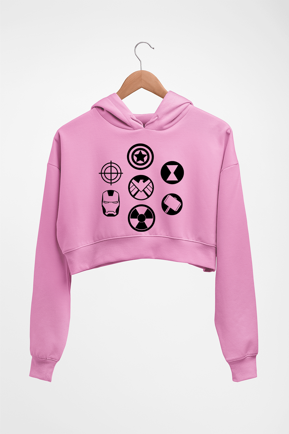Marvel Superhero Crop HOODIE FOR WOMEN-Light Baby Pink-Ektarfa.online