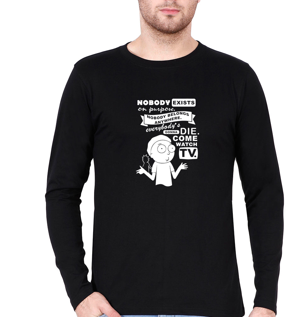 Rick and Morty Full Sleeves T-Shirt for Men-Black-Ektarfa.online