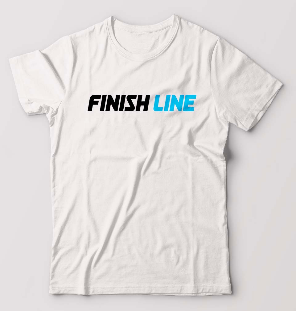 Finish Line T-Shirt for Men-S(38 Inches)-White-Ektarfa.online