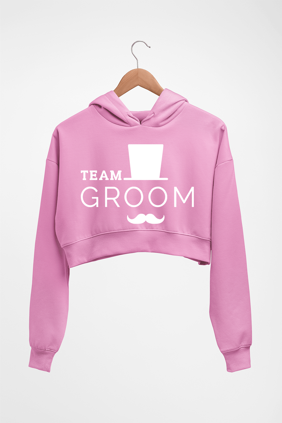 Team Groom Crop HOODIE FOR WOMEN-Light Baby Pink-Ektarfa.online