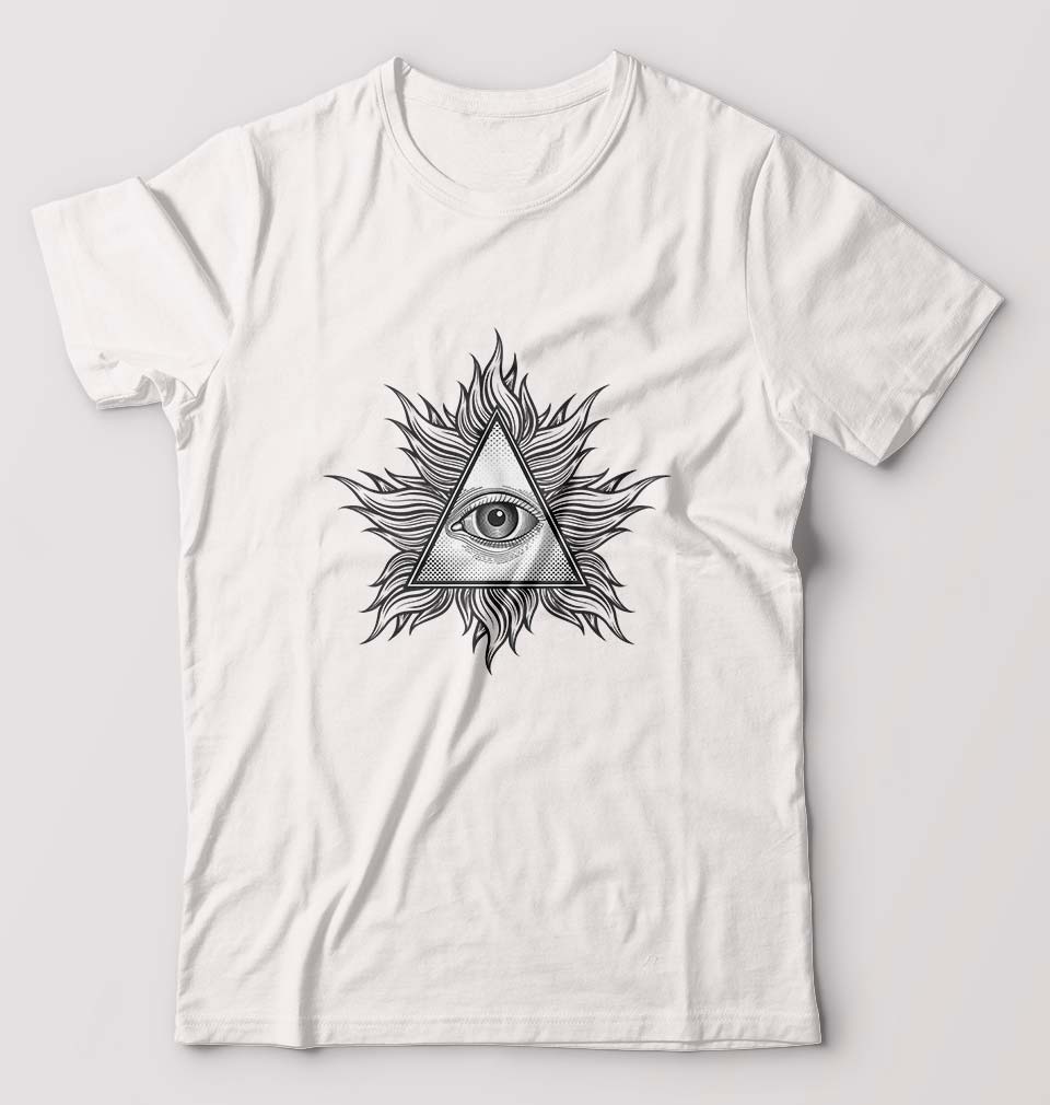 Eye Pyramid T-Shirt for Men-S(38 Inches)-White-Ektarfa.online