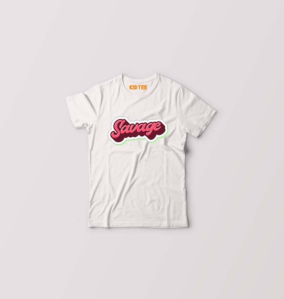 Savage Kids T-Shirt for Boy/Girl-0-1 Year(20 Inches)-White-Ektarfa.online