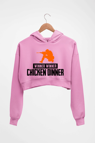 PUBG Winner Winner Chicken Dinner Crop HOODIE FOR WOMEN-Light Baby Pink-Ektarfa.online