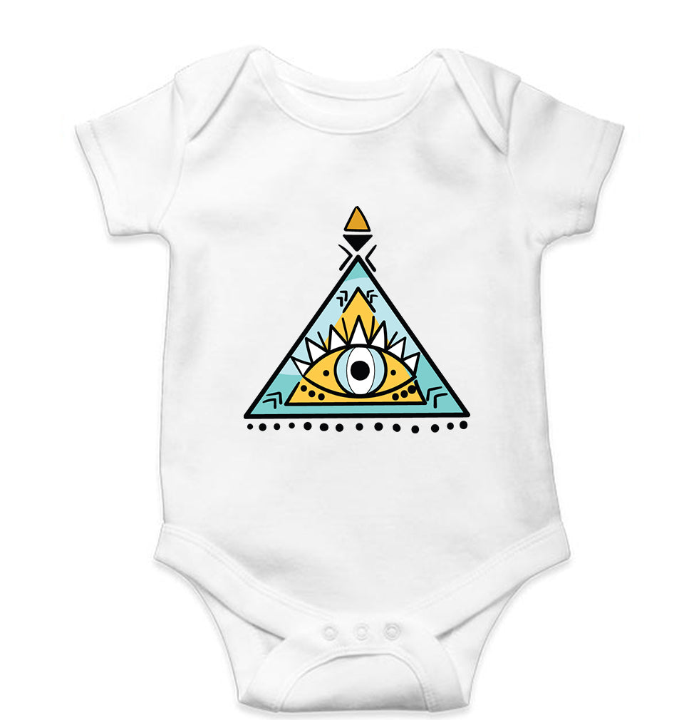 Psychedelic Triangle eye Kids Romper For Baby Boy/Girl-White-Ektarfa.online