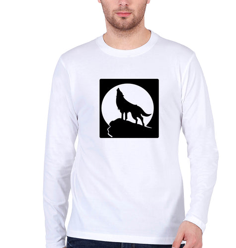 Wolf Full Sleeves T-Shirt for Men-White-Ektarfa.online