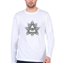 Load image into Gallery viewer, Eye Pyramid Full Sleeves T-Shirt for Men-S(38 Inches)-White-Ektarfa.online

