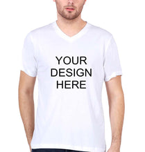 Load image into Gallery viewer, Customized-Custom-Personalized V Neck T-Shirt for Men-S(38 Inches)-White-ektarfa.com
