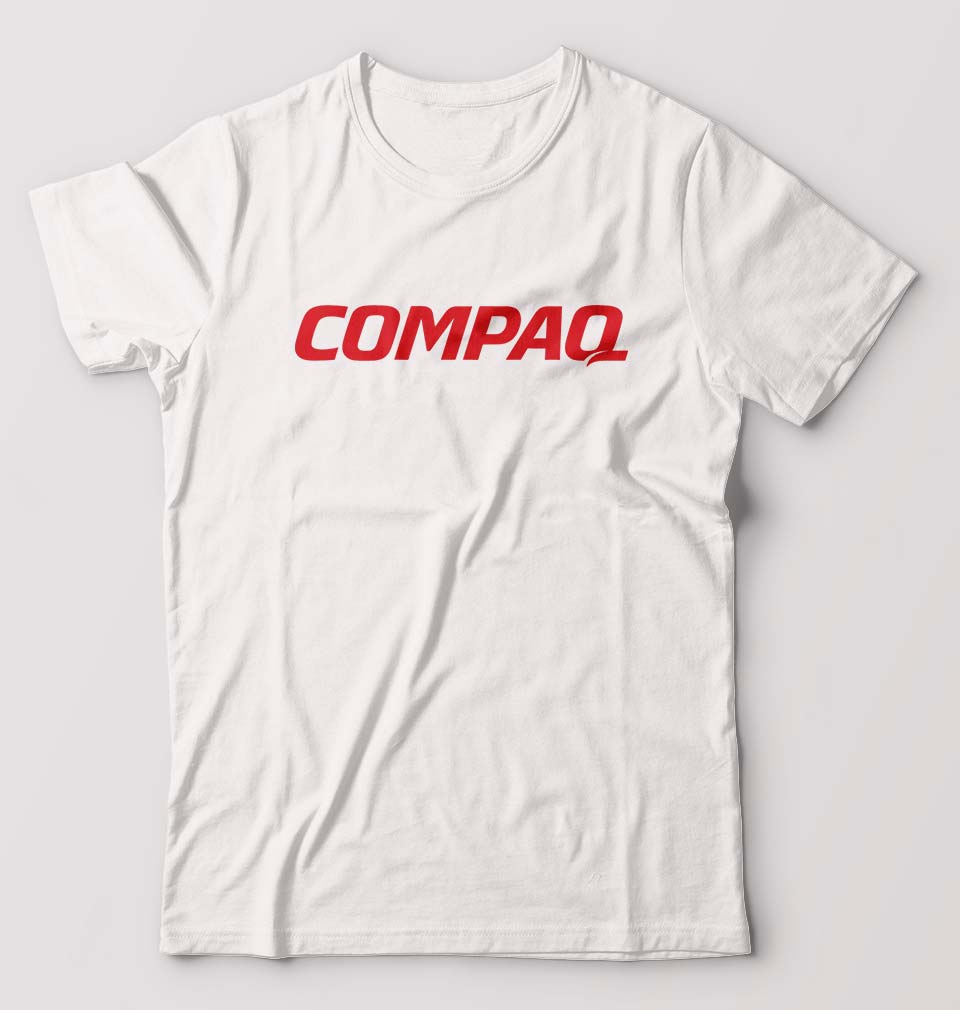 Compaq T-Shirt for Men-S(38 Inches)-White-Ektarfa.online