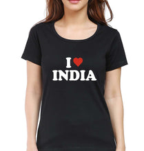 Load image into Gallery viewer, I Love India T-Shirt for Women-Black-Ektarfa.online

