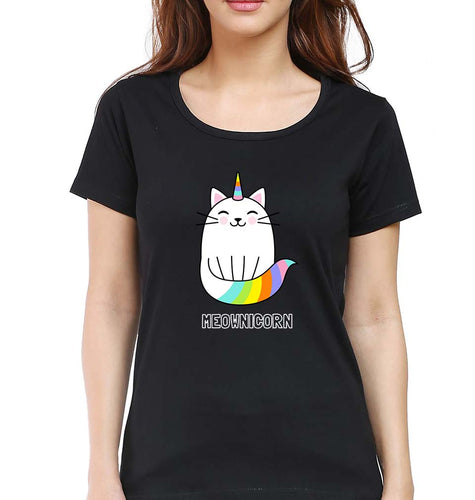 Cat Unicorn T-Shirt for Women-Black-Ektarfa.online