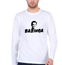 Load image into Gallery viewer, Sheldon Cooper Bazinga Full Sleeves T-Shirt for Men-S(38 Inches)-White-Ektarfa.online

