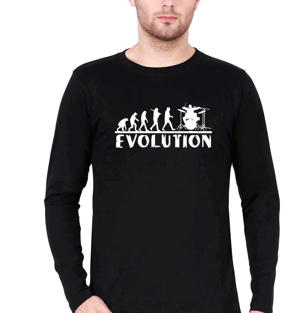 Drummer Evolution Full Sleeves T-Shirt for Men-Black-Ektarfa.online