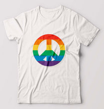 Load image into Gallery viewer, Peace Pride T-Shirt for Men-S(38 Inches)-White-Ektarfa.online
